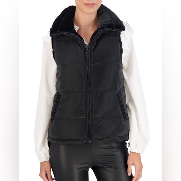 Ookie and Lala Carbon Puffer Vest Reversible to Grooved Faux Fur Size M NEW - Picture 11 of 15